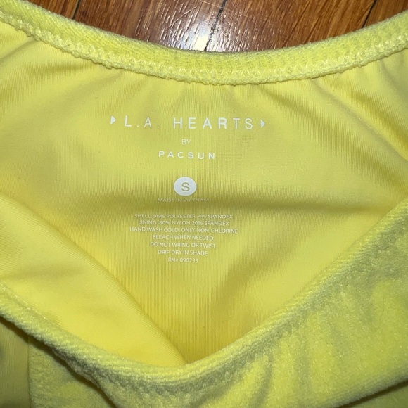 La Hearts Neon Yellow Two-Piece Bikini - Picture 4 of 6